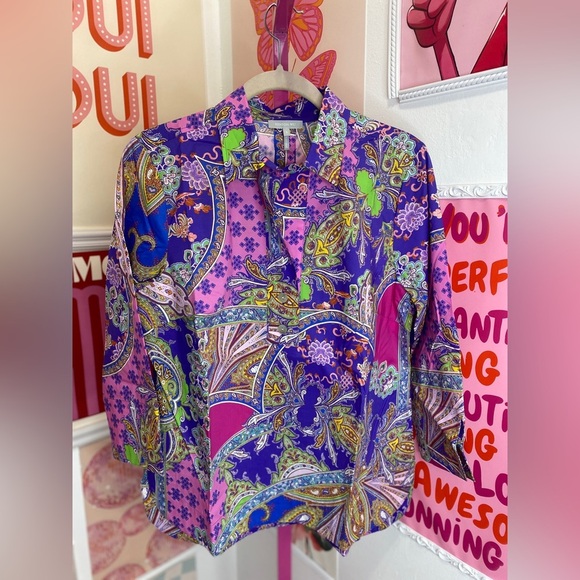 NWT HINSON WU Vibrant Paisley Blouse - Picture 2 of 8